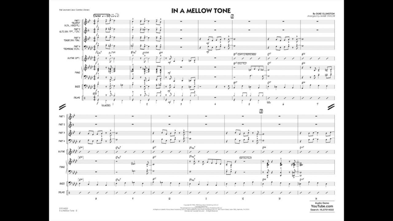 In a Mellow Tone by Duke Ellington/arranged by Mark Taylor YouTube