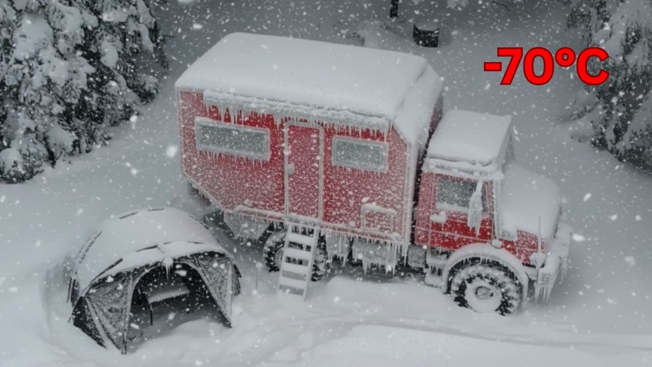 Я пережил метель при температуре -70°C в автодоме-мобильном доме | Экстремальная зимняя жизнь вда...