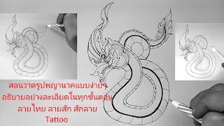 สอนวาดรูปพญานาคแบบง่ายๆ อธิบายอย่างละเอียดในทุกขั้นตอน ลายไทย ลายสัก สักลาย Tattoo