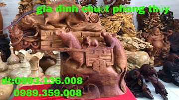 Gia đình chuột phong thuỷ gỗ hương liền khối zalo 0903.136.008