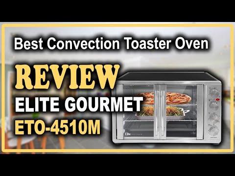 Elite Gourmet ETO4510B#French Door 47.5Qt, 18-Slice Convection Oven 4-Control Knobs, Bake Broil Toast Rotisserie Keep Warm