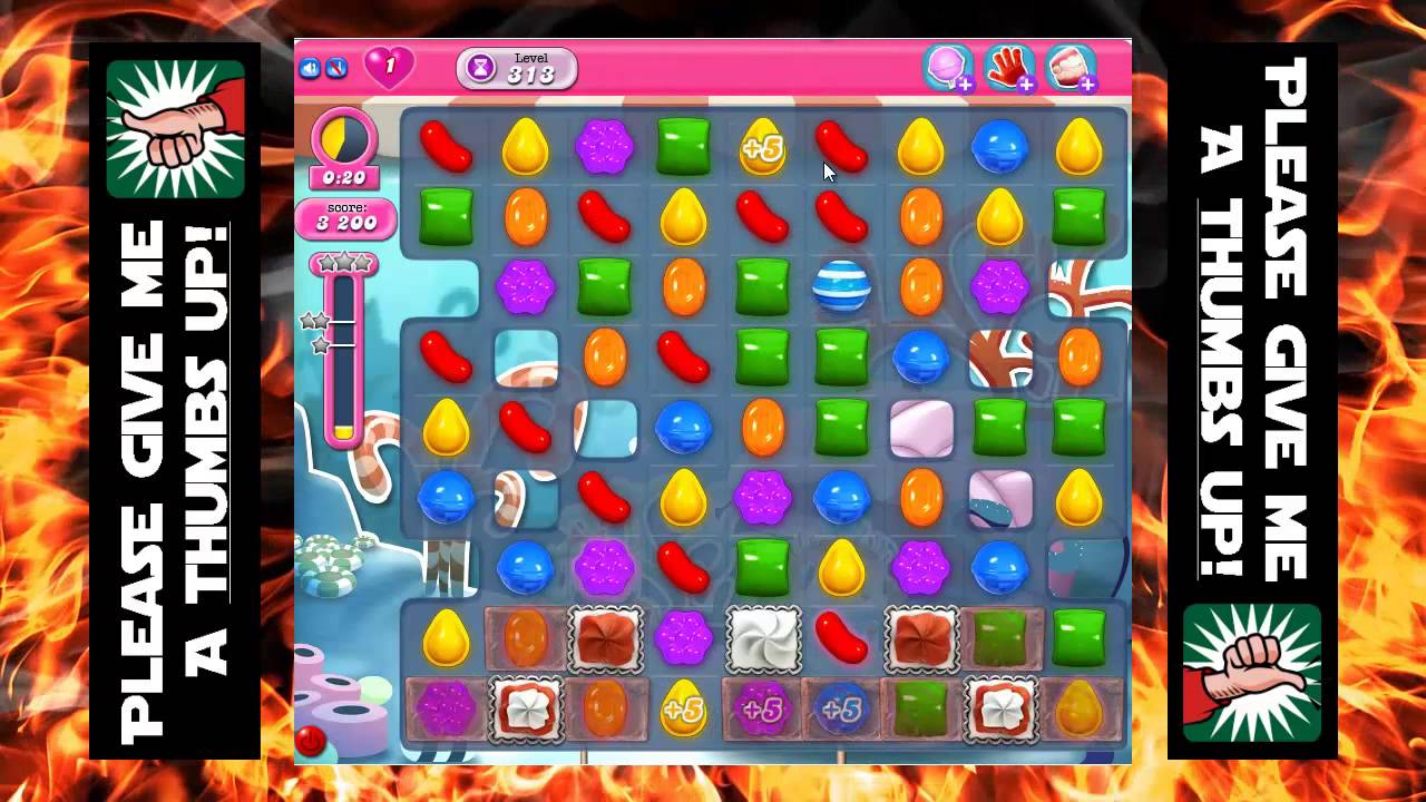 Candy Crush Saga :: Gameplay & Solution for Level 313 :: 3 Stars :: No Boosters