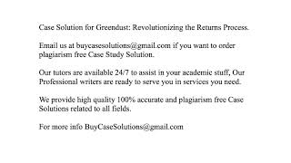 Case Solution Greendust Revolutionizing the Returns Process