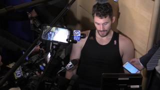 Kevin Love talks about the Cavs win over the Pacers in Game 1 of NBA Playoffs