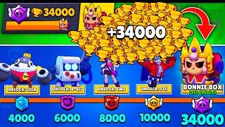 NONSTOP to 34000 TROPHIES Without Collecting TROPHY ROAD + New Free Brawler - Brawl Stars