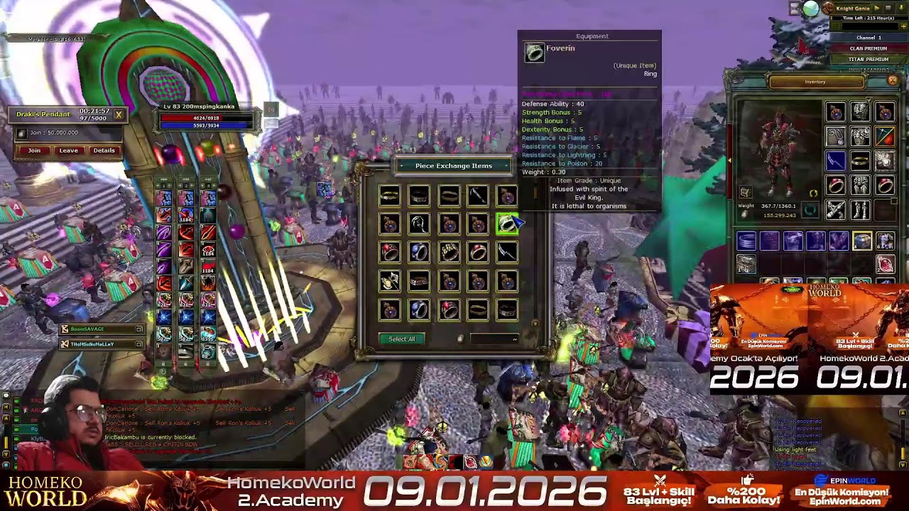 HOMEKOWORLD LIVE STREAM | MOB CR /PK - FARM |VENOM ACADEMY SERVER 200% # 