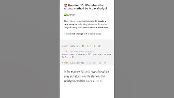 JavaScript Interview: filter() Method Made Simple! 🔍 | #JavaScript #FilterMethod #WebDev #shorts