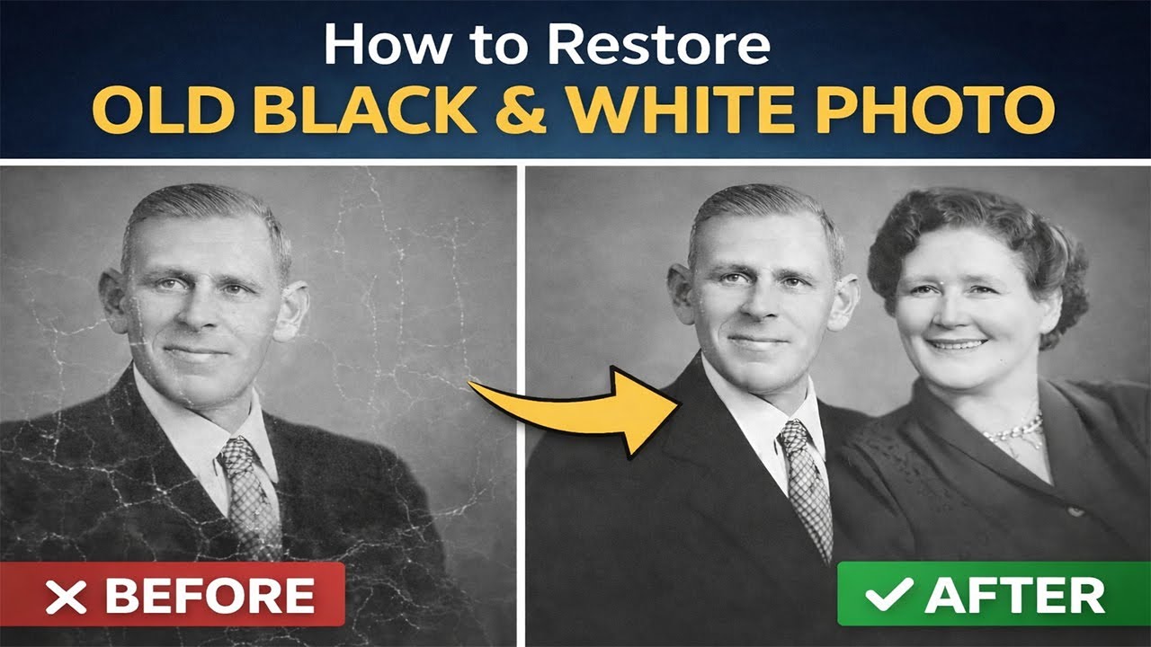 How to Restore Old Black & White Photo in Photoshop (Step by Step)