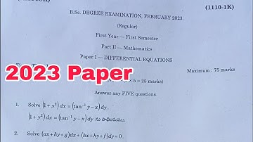 1sem Maths question paper 2023 year || Degree 1st sem Differential Equations 2023 Question Paper UG