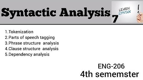 Syntactic analysis #ENG-206 #4thsememster #pu