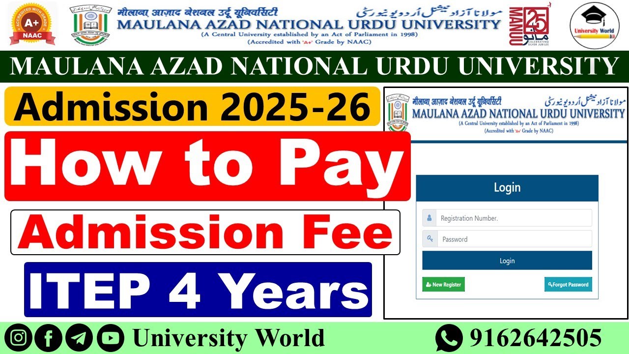 Manuu ITEP Admission Fee Payment 2025 | How to Pay Fee B.A+B.Ed, B.Com+B.Ed | 
