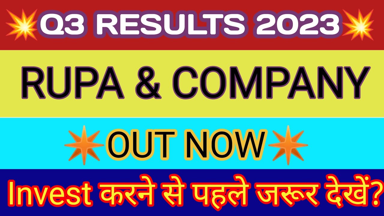 RUPA & COMPANY q3 results 2023 RUPA & CO result RUPA & COMPANY