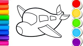 Learn how to draw and  colour a beautiful aeroplane ✈️for  kids and toddlers | easy drawing