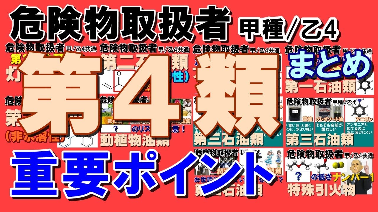 【試験直前対策用】第４類危険物全てを総ざらいだ！【乙4勉強法】【例題あり】【乙4試験対策】