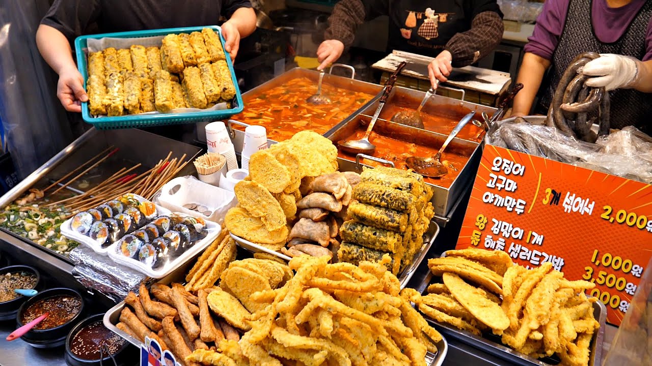 ⁣먹거리 끝판왕! 매일 완판되는 길거리 음식 떡볶이, 핫도그, 어묵 / tteokbokki, Cheese Hot Dog, Fish cake / Korena street food