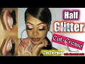 HALF GLITTER CUT CREASE AND PRODUCT REVIEW USING THE FITZROVIA PALLETTE-SKINNEONLINE|DISCOUNT CODE