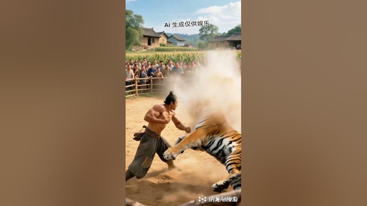 The wonderful moment of Wu Song fighting the tiger.  Ai animation is for entertainment only, visua