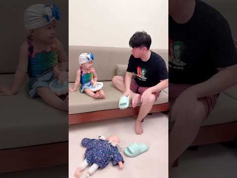The baby keeps rolling under the sofa, so the father uses reverse parenting, and the baby is stunned