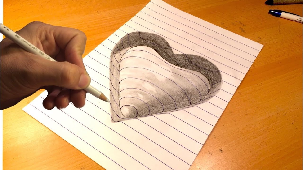 3d Herz Zeichnen Lernen Fur Anfanger Wie Zeichnen Man Ein 3d Herz Easy 3d Drawing Illusions Youtube