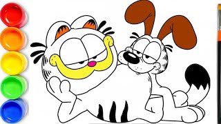 How to draw Garfield and Odie - Garfield Coloring Pages | The Garfield Movie How to draw Garfield and Odie - Garfield Coloring Pages | The Garfield Movie