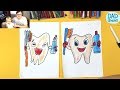 How to draw a Tooth, Toothpaste, Toothbrush