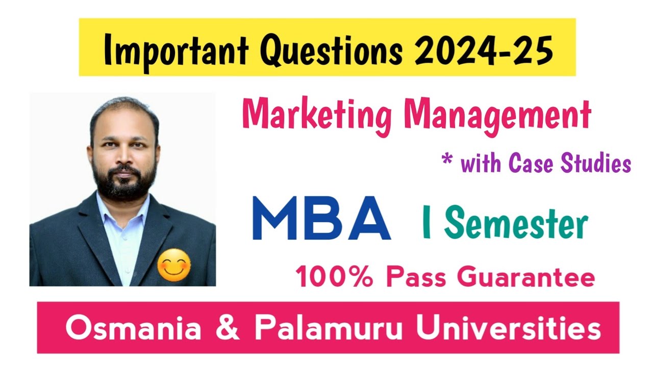 Marketing Management Important Questions 2024-25 MBA I Semester 1st Sem ...