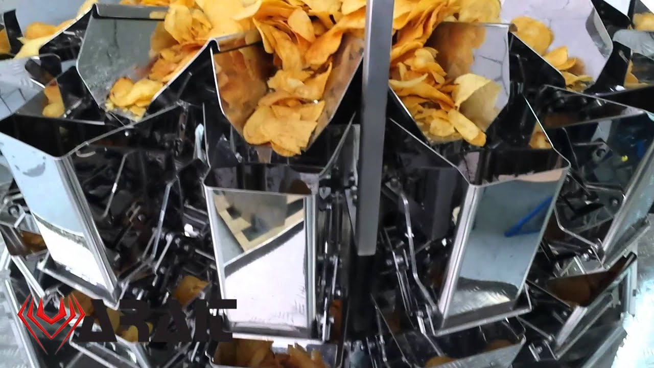 Linea automática de pesado y envasado de patatas chips