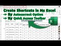 How to Create Shortcuts in Ms Excel by two ways