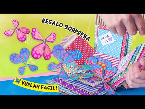 CAJA SORPRESA con MARIPOSAS QUE VUELAN!! 🦋💥 Regalo sorpresa FÁCIL! ✂️Craftingeek