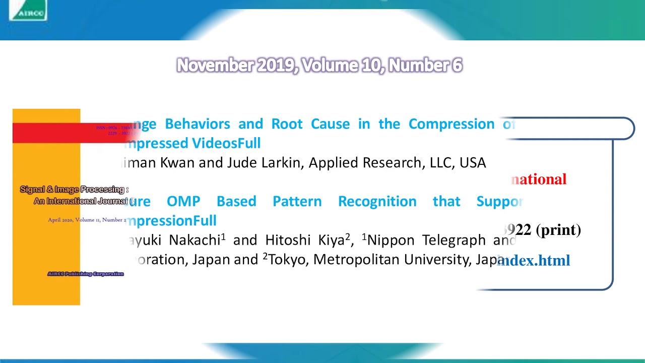 Signal & Image Processing An International Journal (SIPIJ) YouTube