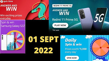 Amazon Redmi 11 Prime 5G Quiz Answers Today 01 Sept 2022 I Amazon September edition quiz today |
