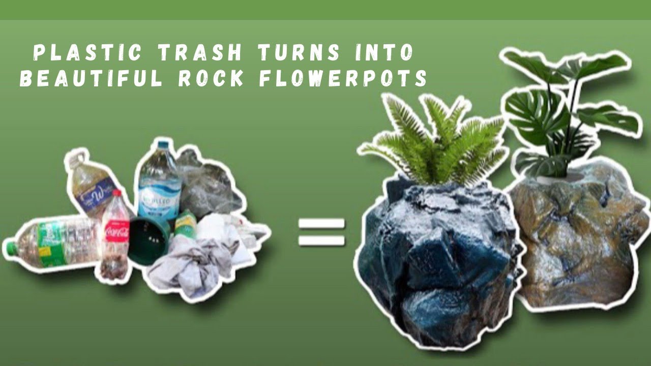Nemierocks VLOG #1: Plastic Trash Turns Into Beautiful Rock Flowerpots ...