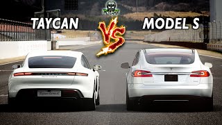 Porsche taycan vs tesla model s in three stages. drag race, rolling
race and brake test on gt sport! which car will win? 2019 turbo "no
upgr...