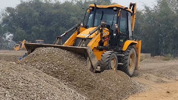 Amazing JCB Operator !! Leveling Gravel in Road With JCB Backhoe - JCB Dozer Working Video