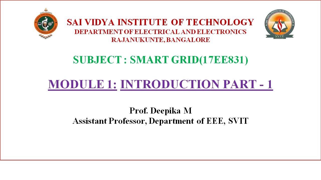 Module 1: Introduction to Smart Grid - Part 1