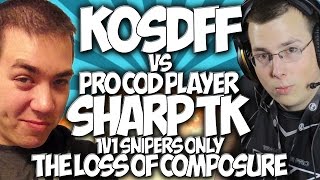 COD GHOSTS: KOSDFF vs PRO PLAYER SHARP TK!!! 1v1 SNIPERS ONLY! THE LOSS OF COMPOSURE!