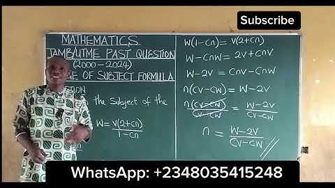 Change of Subject Formula: JAMB UTME Past Questions and Answers @content-academy