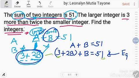 Finding two integers: Sum of two integers is 51. Larger integer is 3 more than twice the smaller