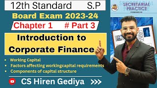 Class 12th | S.P | Introduction to Corporate Finance | Chapter 1 | Part 3 | Board Exam 2023-24 |