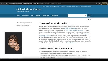 Introduction to Grove Music Online/ Oxford Music Online database