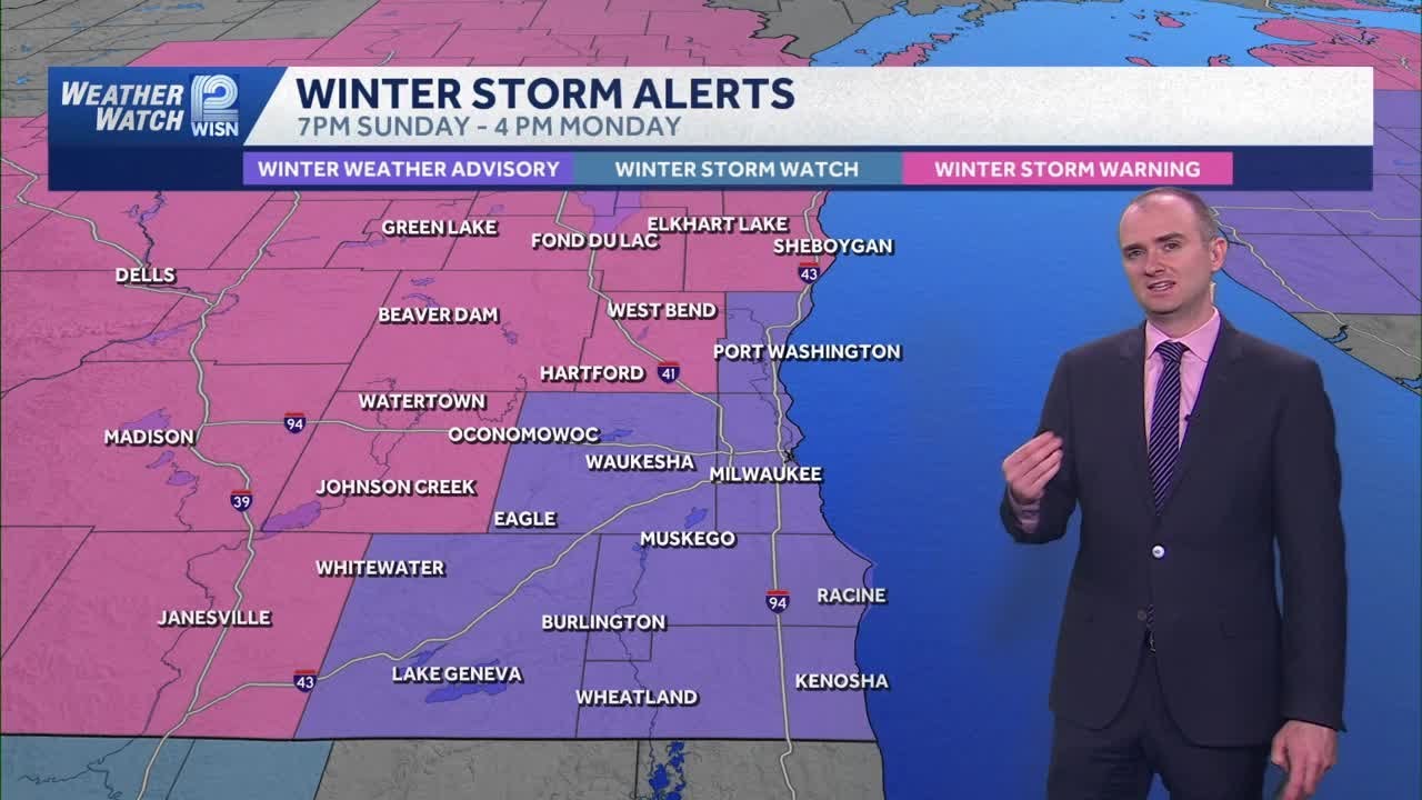 3/14 Winter weather advisories, winter storm warnings for parts of SEWI ...