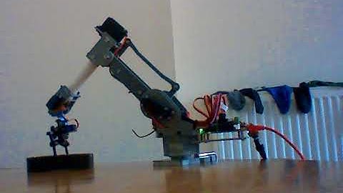 Sainsmart 6-dof robot arm driving synchronized sin(t)^2 speed profiles