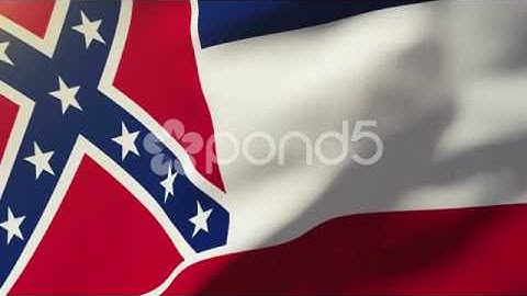Mississippi Flag Waving In The Wind. Looping Sun Rises Style. Animation Loop