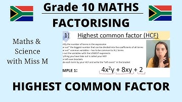 Grade 10 Maths Factorising Highest Common Factor (HCF)