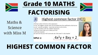 Grade 10 Maths Factorising Highest Common Factor (HCF)