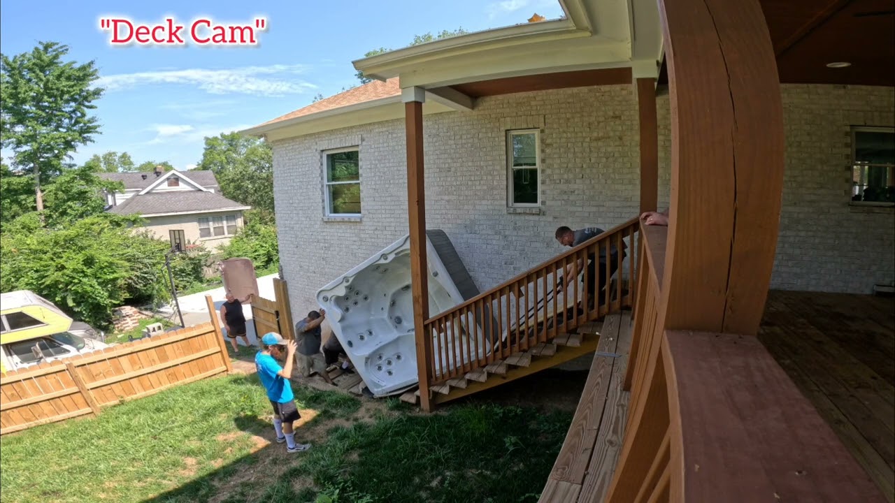 How To Move Heavy Hot Tub Up Steps Moving Spa On Deck Just Muscle