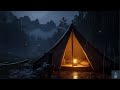 Night Rain in Mountain Tent | Distant Wolves & Cozy Sleep Ambience