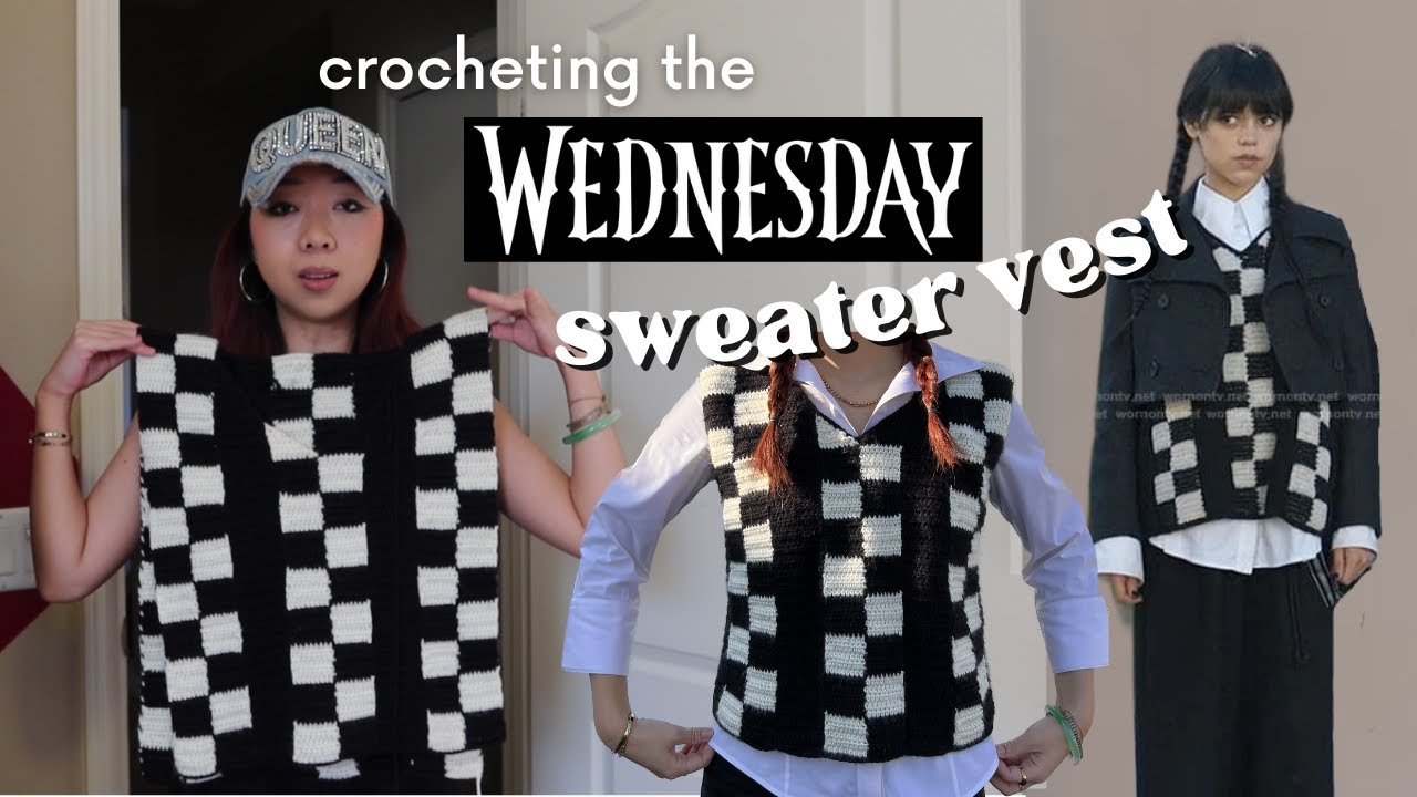 Wednesday Vest, Oversized Checkered Vest Crochet Pattern – Love