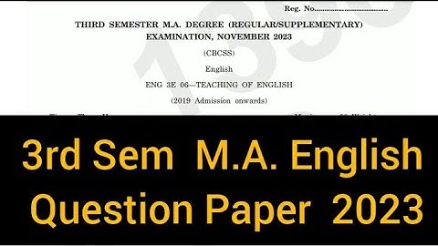 TEACHING OF ENGLISH         |         3rd Sem     M.A. English    Question Paper  2023 #calicut