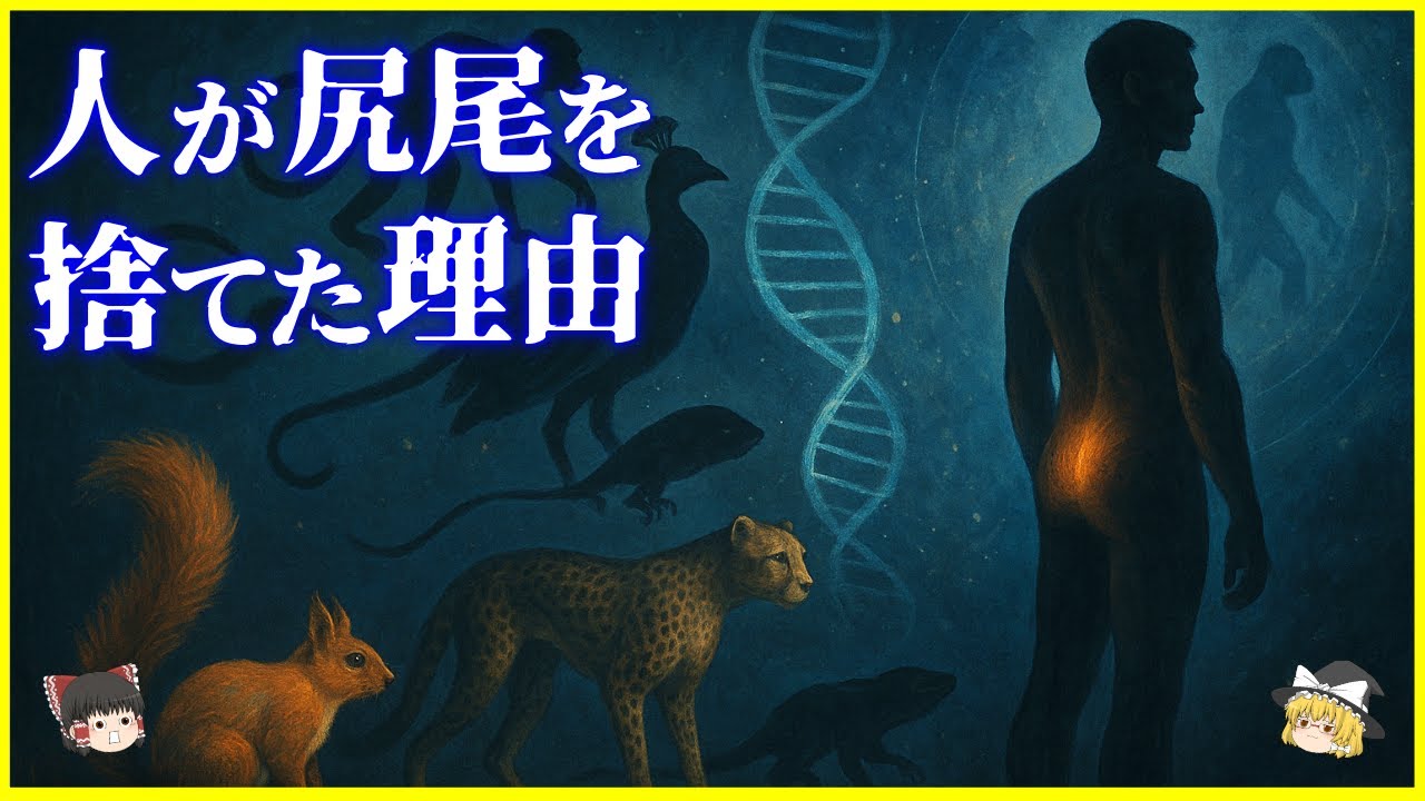 【ゆっくり解説】進化の過程で尻尾を消した遺伝子…人間は何故「尻尾」を捨てたのか？を解説/シッポの役割と尻尾がないことで得られた“進化上の利益”